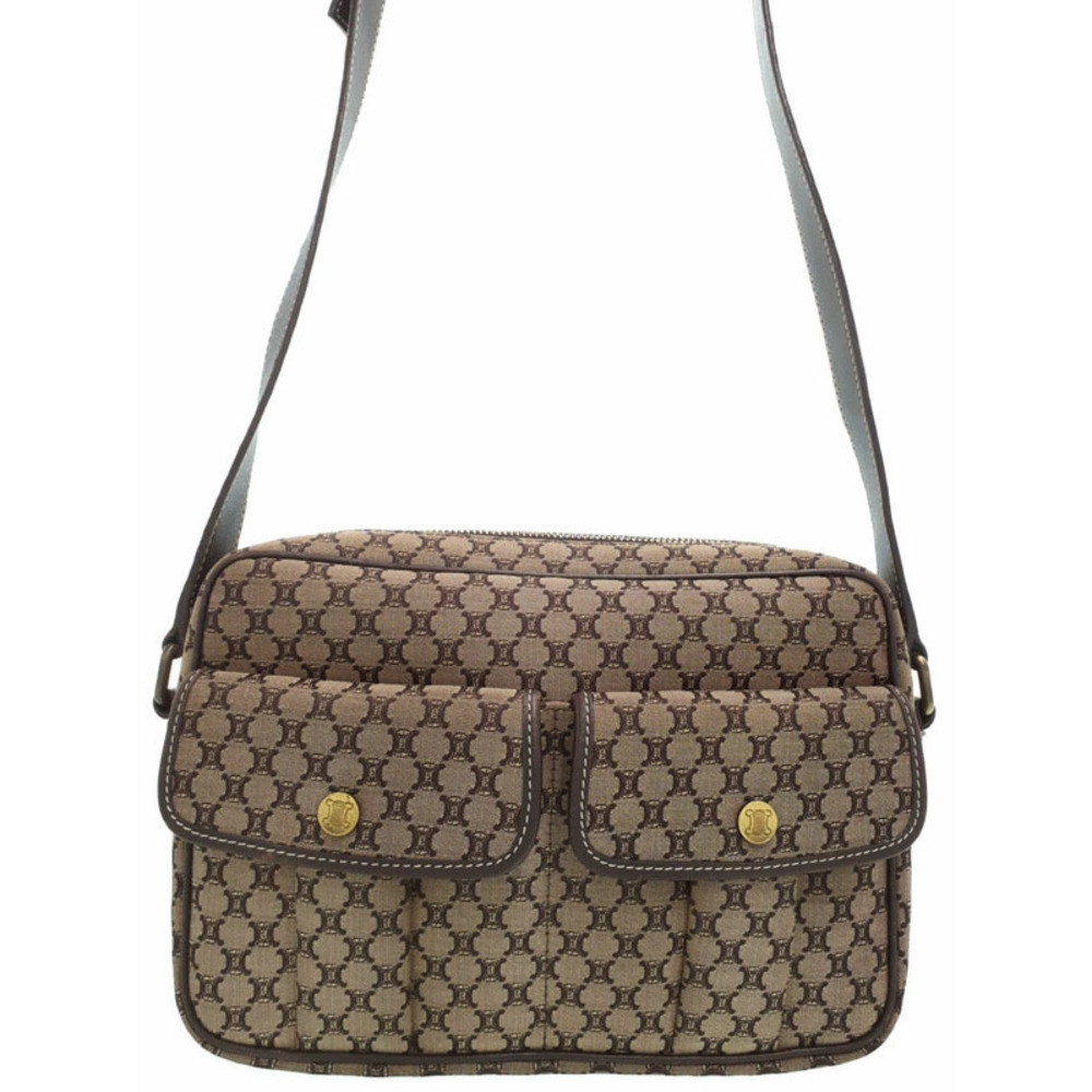 Celine Macadam Leather Shoulder Bag Brown